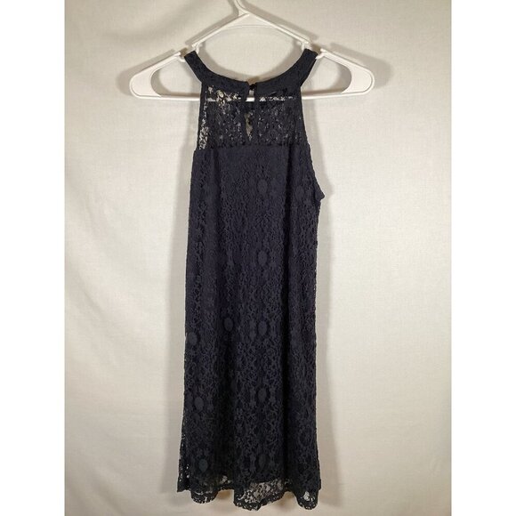 MONTEAU LOS ANGELES Small Blue Lace Halter Short Dress Lining Summer Classic - Picture 8 of 8